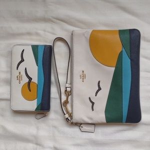 Coach coastal large wristlet and wallet set